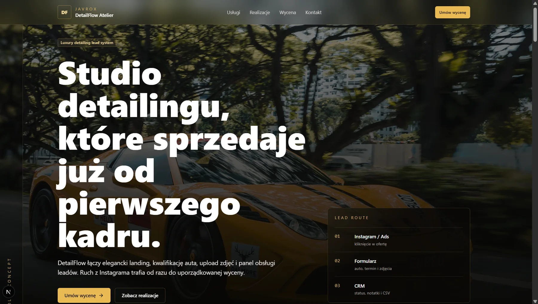 Główny ekran projektu DetailFlow