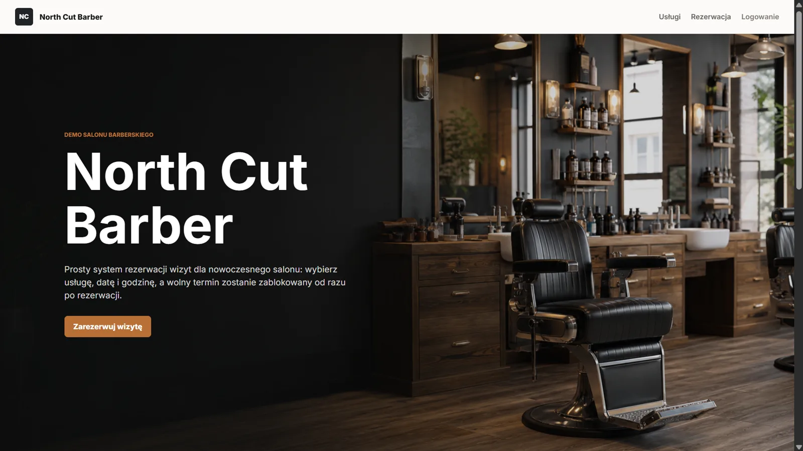 Ekran projektu North Cut Barber